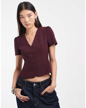 ASOS Tailored Button Through Cinch Top - Purple