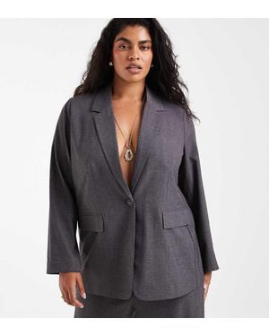 Vero Moda Conjunto De Americana Oversize De Traje En Gris Oscuro Jaspeado - Negro