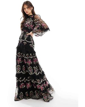 Maya Embroidered Long Sleeve Maxi Dress - White