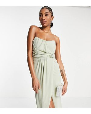 TFNC London Bridesmaid Bandeau Wrap Dress - Green