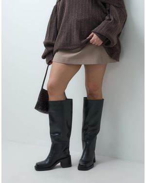 ASOS Curve bottes montantes à talon carré à enfiler es - Gris