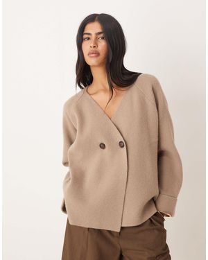 Pretty Lavish – zweireihige strickjacke - Natur