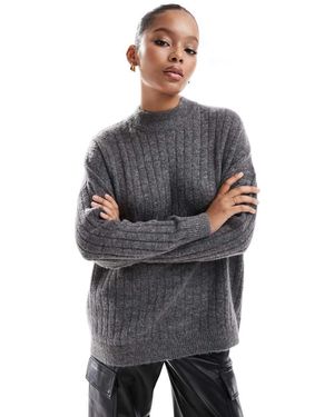 SELECTED Jersey Con Cuello Redondo De Mezcla De Lana De Merino Texturizada De - Gris