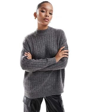SELECTED Maglione Girocollo Testurizzato - Grigio