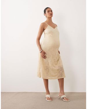 Mama.licious Mamalicious Maternity All Over Lace Cami Strap Midi Dress - Natural