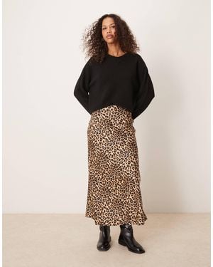 Vila Satin Midi Skirt - Brown