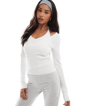 Hollister Long Sleeve Halter Neck Detail Top - White