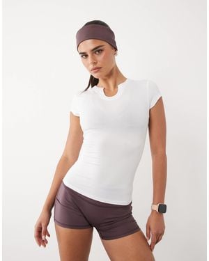 4505 Lightweight Active Scoop Neck Cap Sleeve T-shirt - White