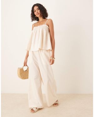 ASOS Shirred Waist Pull On Pants Co-ord - Natural
