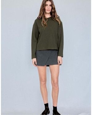 Stradivarius Knit Round Neck T-shirt - Green