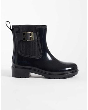 Tommy Hilfiger Oksana Glossy Ankle Boots With Buckles - Black