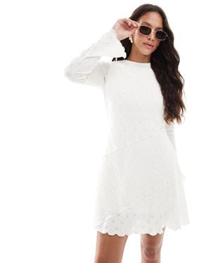 Miss Selfridge Jersey Mixed Texture Tie Back Mini Dress - White
