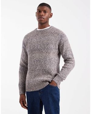 Threadbare Crew Neck Knitted Ribbed Sweater - Gray