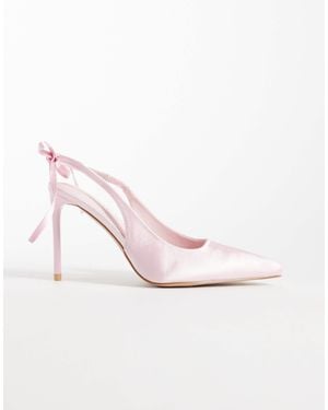 SIMMI Simmi London Celina Wide Fit Slingback Heeled Shoes With Bow - Pink