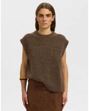 SELECTED Strickweste - Braun