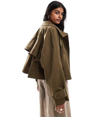 ASOS Cropped Cape Detail Trench Coat - Brown