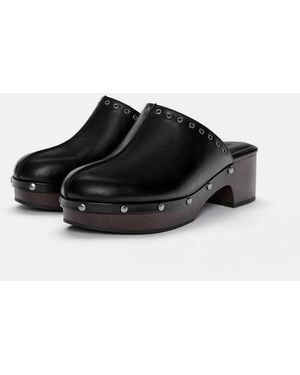 Pull&Bear Studded Clogs - Black