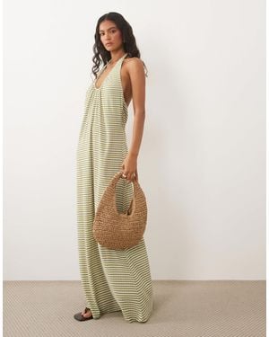 ASOS Scoop Halterneck Midi Dress - Natural