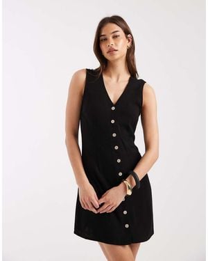 ONLY Sleeveless Linen Blend Mini Dress - Black