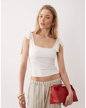 Miss Selfridge Tie Shoulder Top - White