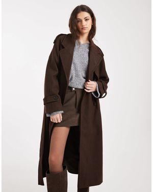 ONLY Manteau ceinturé élégant - marron chocolat