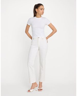 GOOD AMERICAN Good Icon Straight Cropped Pearl Jeans - Blue