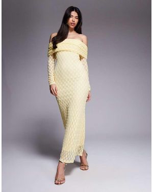 Bardot Vestido Largo Amarillo Con Escote De Encaje Texturizado Adoni De - Gris