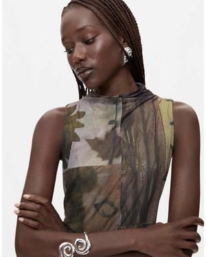Desigual Asymmetrisches ärmelloses kleid - Braun