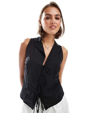 Mango – ärmellose bluse - Schwarz