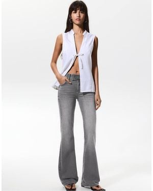 Pull&Bear Jeans Bootcut A Vita Bassa Mélange - Blu