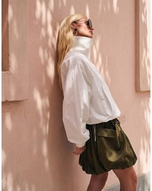 ASOS Pocket Detail Satin Bubble Skirt - Brown