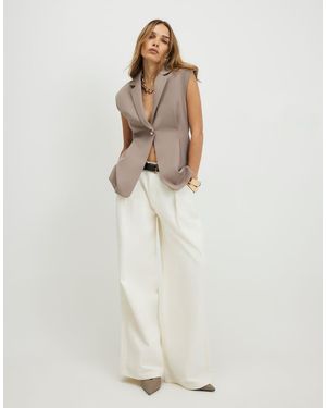 River Island Cinched Waist Blazer - Natural
