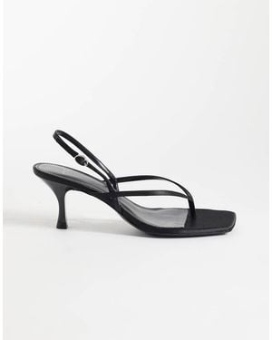 Mango Strappy Toe Post Heeled Sandals - Metallic