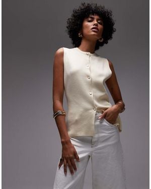 Mango Button Through Knitted Waistcoat - Grey