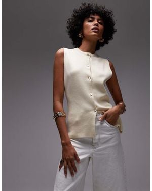 Mango Button Through Knitted Waistcoat - Grey