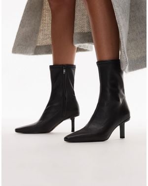 & Other Stories Leather Pointed Toe Heeled Ankle Boots - Black