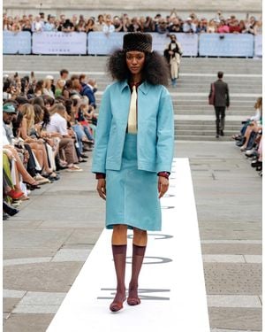 TOPSHOP Premium Real Leather Jacket - Blue