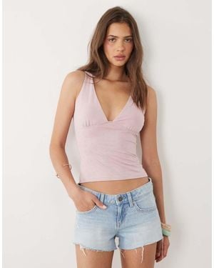 Motel Melika Cupro Plunge Top - White