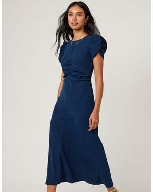Nobody's Child Ruched Naomi Midi Dress - Blue