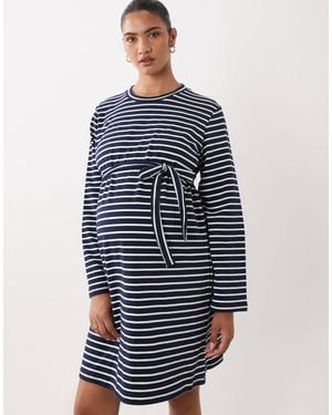Mama.licious Mamalicious umstands-jerseykleid mit langen ärmeln - Blau