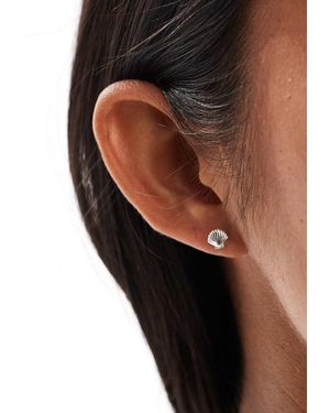 Accessorize Pendientes Pequeños De Concha De Plata De Ley De - Negro