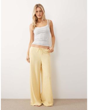 Gina Tricot Supersoft Jersey Wide Leg Trousers With Drawstring Waist - Natural