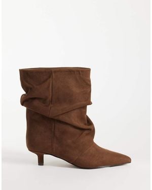 ASOS Rosario Slouch Kitten Heel Boots - Brown