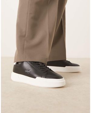 Calvin Klein Chunky Cupsole Lace Up Trainers With Monogram Logo - Natural
