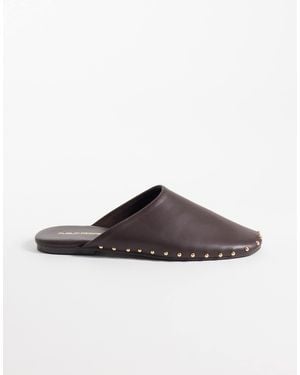 Public Desire Joy Flat Mules With Studs - Brown