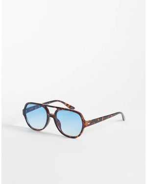 Vero Moda – retro-pilotensonnenbrille - Blau