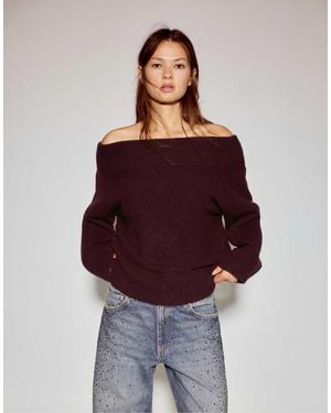 Pull&Bear – weicher, asymmetrischer strickpullover - Rot