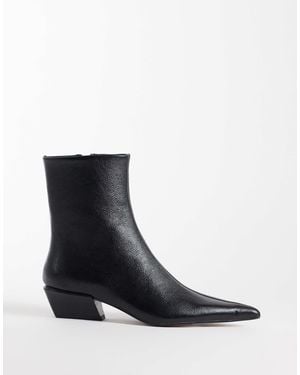 ASOS Rio Leather Pointed Toe Western Ankle Boots - Black