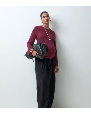 Mama.licious Mamalicious Zwangerschapskleding T-Shirt Met Lange Mouwen Van Geribbelde Jersey - Rood
