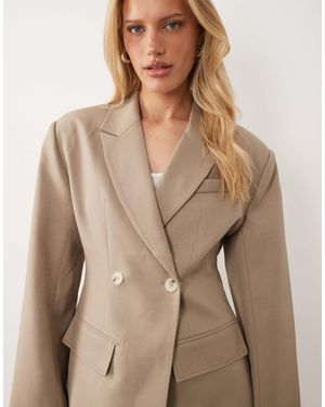 Gina Tricot Shaped Blazer With Padded Shoulders - Natural